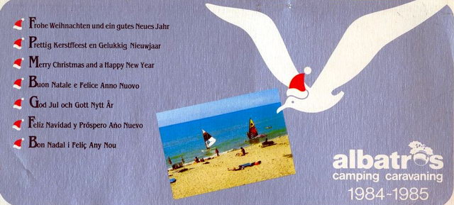 Felicitaci de Nadal i de Feli any nou del càmping Albatros de Gavà Mar (1984-1985)